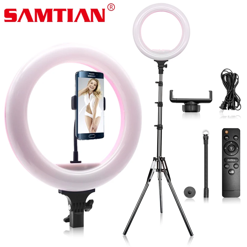 

SAMTIAN ring light 12.6inch photo studio ring lamp Remote Control dimmable with tripod for Youtube Makeup photography lighting