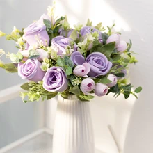 Роза из искусственного шелка Цветы для украшения дома роскошный свадебный искусственный букет розовые вечерние аксессуары Декор мексиканский Diy ВЕНОК