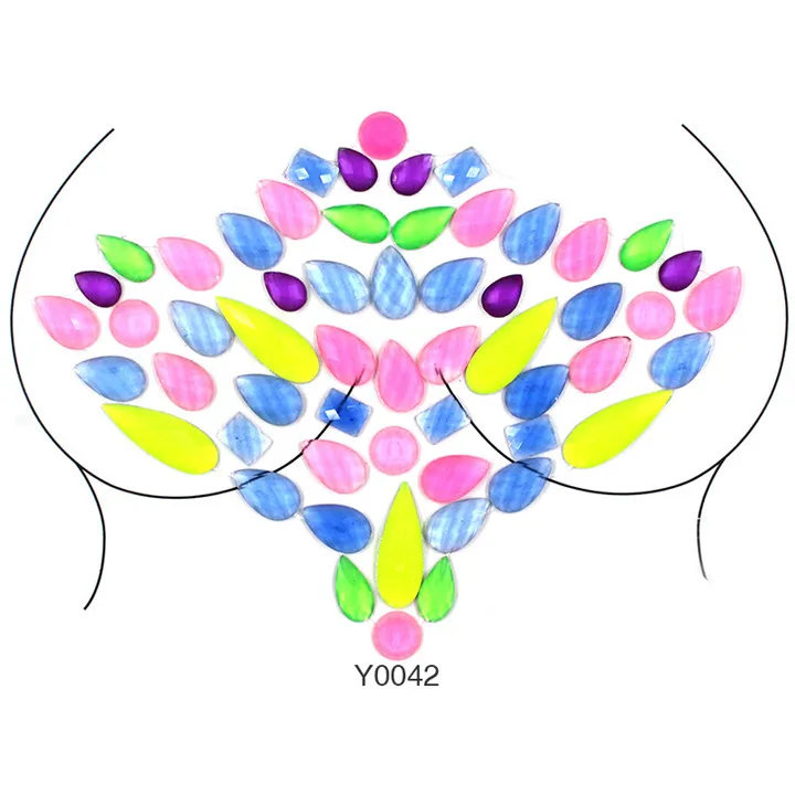 5  Luminous Chest Face Stickers For Women Masquerade Party Decor  Resin Diamond Crystal Diy Eyebrow Eye Face Jewelry Sticker Crafts