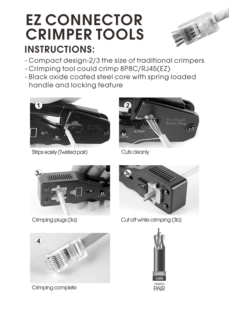 8P8C RJ45 кабель щипцы Ethernet перфорированный разъем сети обжимные инструменты зачистки кабельный зажим