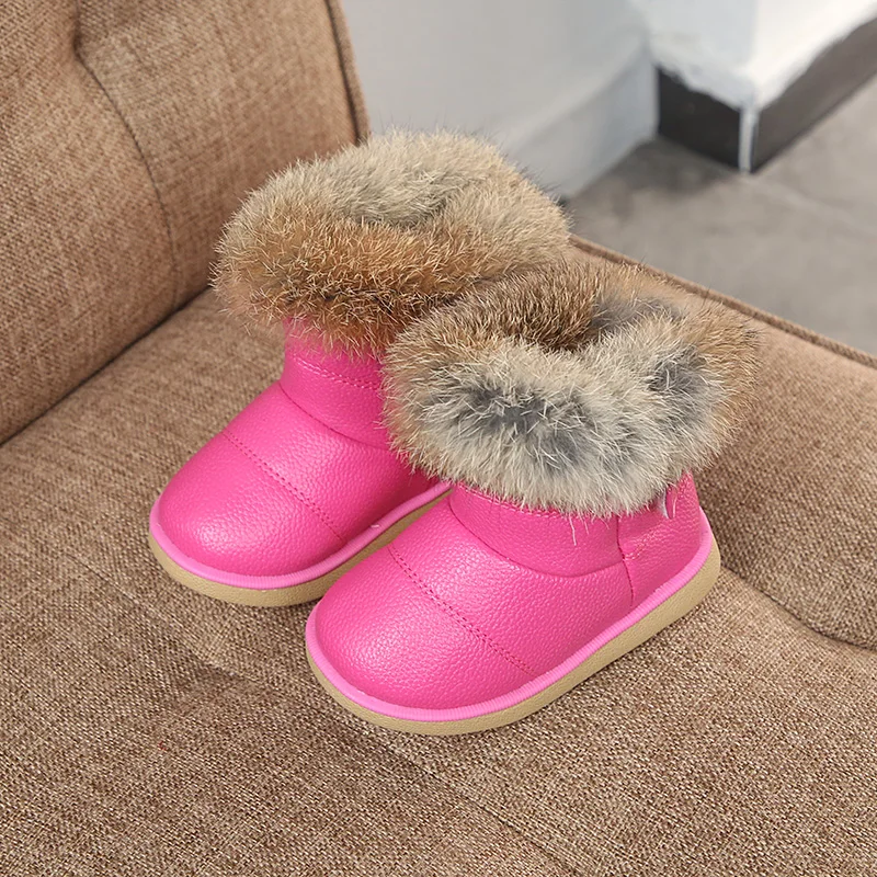 Mudipanda/Детские теплые кожаные короткие ботинки для малышей; детские резиновые сапоги для девочек; зимние Утепленные плюшевые сапоги