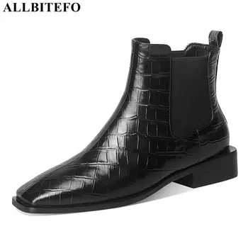 

ALLBITEFO size 34-41 natural genuine leather women boots autumn winter fashion women heels women's ankle boots motocycle boots