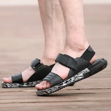 Летние Нескользящие сандалии с открытым носком на толстой подошве; удобная мужская летняя обувь; модные уличные спортивные студенческие пляжные туфли; лоферы