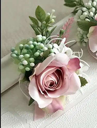Wrist Flower 2 YO CHO розовый свадебный цветок DIY невесты корсаж на запястье цветок жениха бутоньерка браслет для невесты жениха Выпускной вечерние украшения - Цвет: Wrist Flower 2