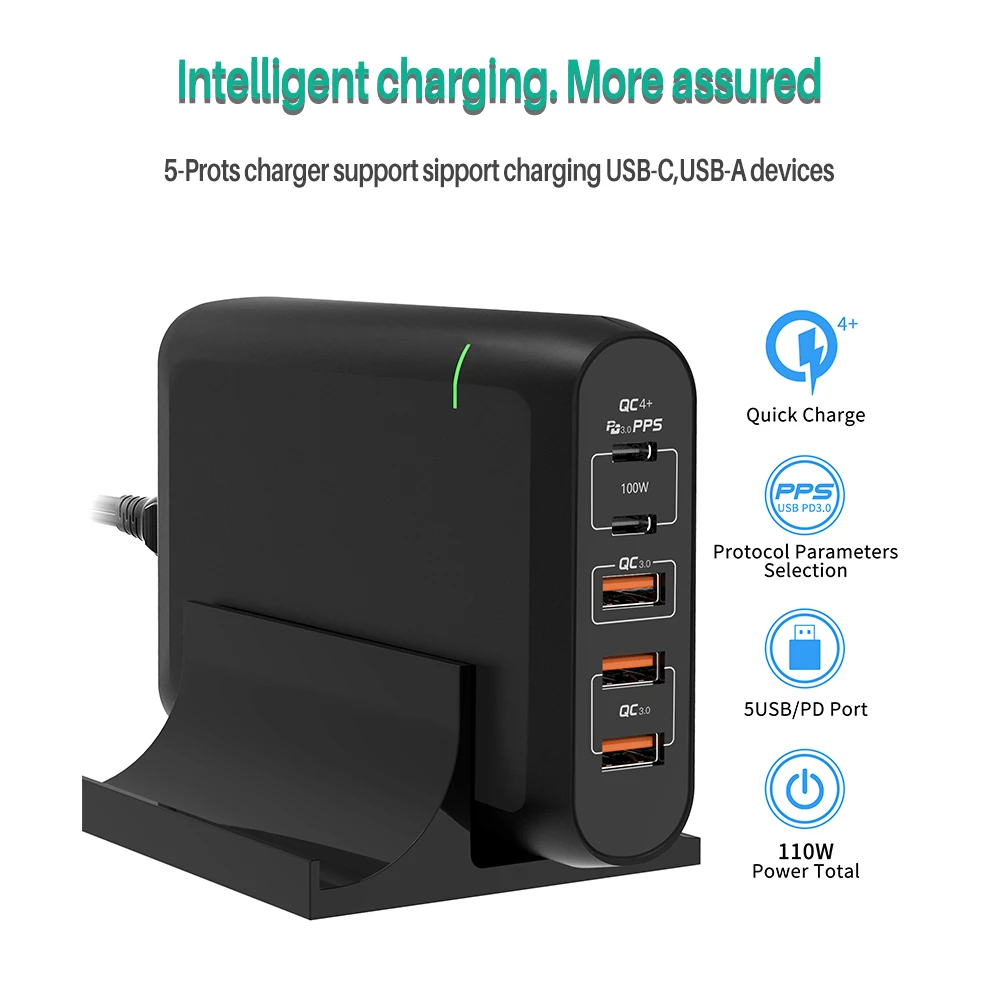 US $21.56 PD 110W Multi GaN Dual USB Type C Fast Charger PD QC 40 30 GaN Quick Charge For MacBook ProLenovo IPhoneGalaxy
