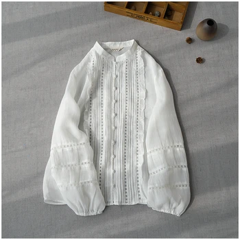 Cotton blouse with  Pleats &  Lace