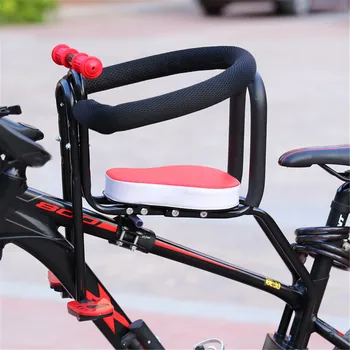 

Bicycle Child Safety Seat Mountain Road Bike Baby Front Chair Kids Safety Front Seat Saddle Cushion with Back Rest Foot Pedals