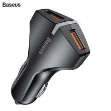 Baseus Dual USB зарядное устройство для мобильного телефона Быстрая зарядка 3,0 Dual Usb для IPhone X Max Ipad планшет автомобильное USB зарядное устройство адаптер Автомобильное зарядное устройство