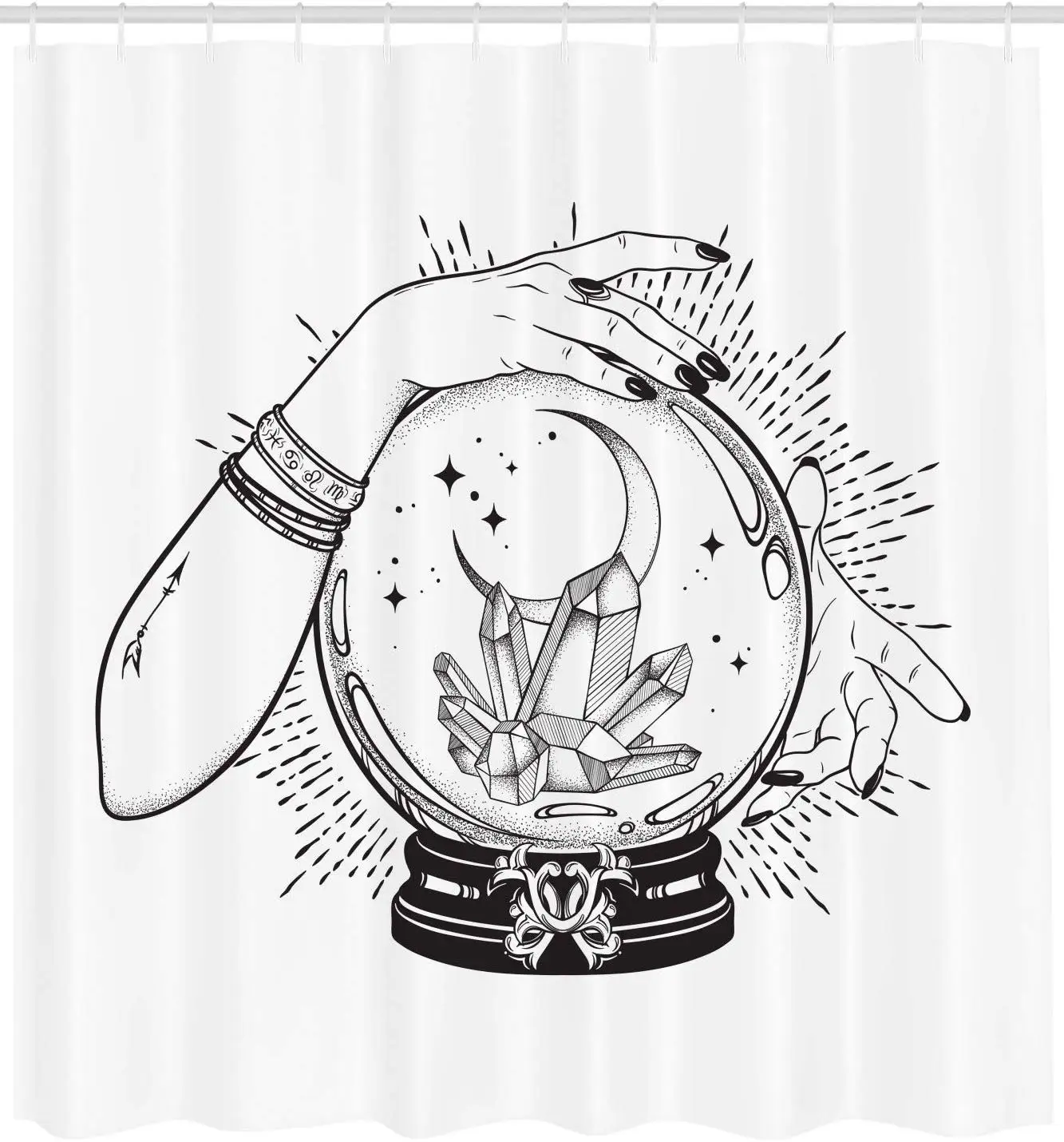 Alchemy занавеска для душа штора Для гадалки с кристаллами рук и полумесяцем дизайн