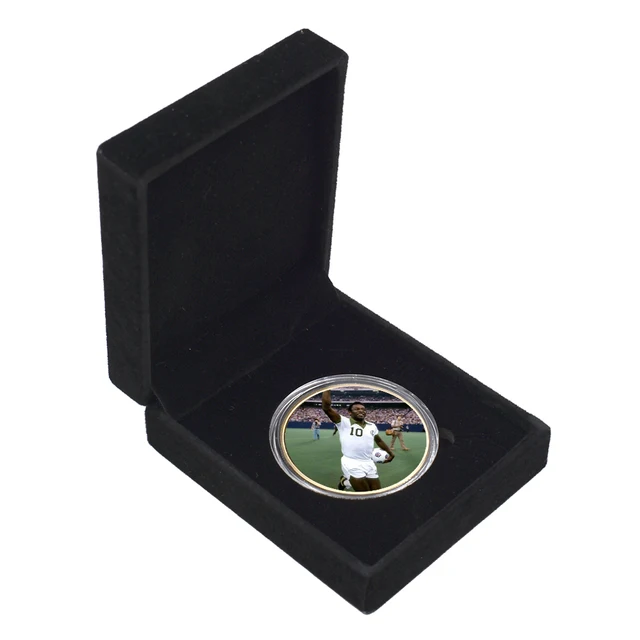 The King of Football Pele Gold Plated Commemorative Coin Set with Coin Holder Football Challenge Coins Souvenir Gift style 14