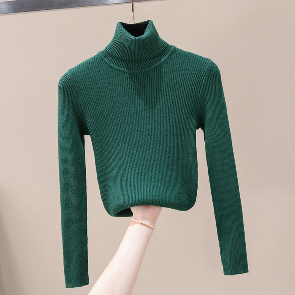 Толстые теплые женские свитера с высоким воротником, осенне-зимние вязаные женские свитера, эластичные мягкие женские пуловеры, свитер