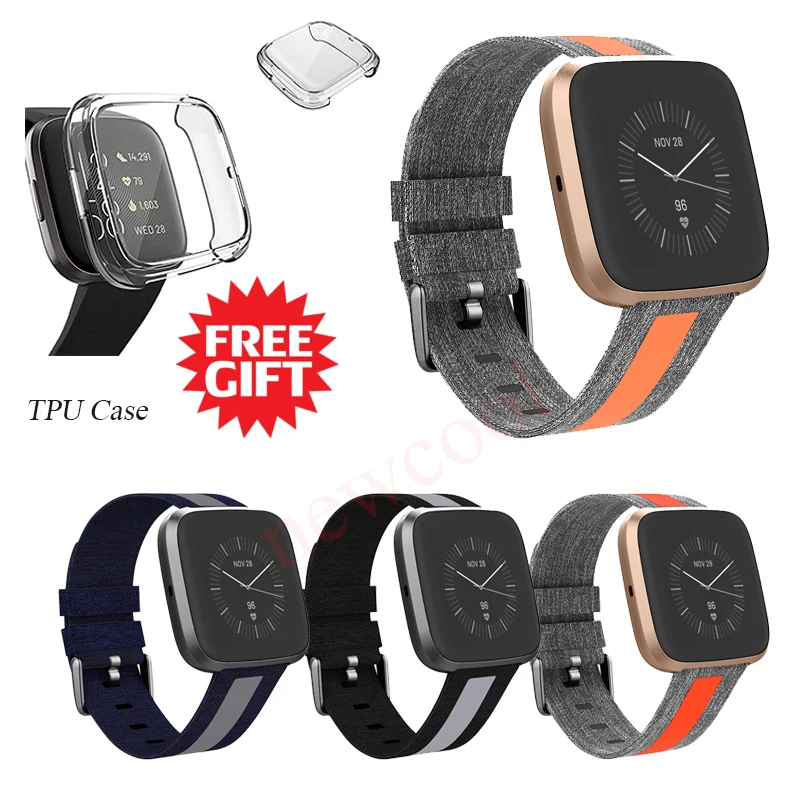 Холщовый ремешок для Fitbit Versa / 2 Lite /SE спортивный тканевый сменный Браслет