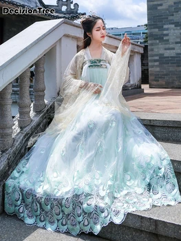 

2020 hanfu folk dress for women ancient chinese costume tang suit dynasty style fancy vestidos vintage party dance festival outf