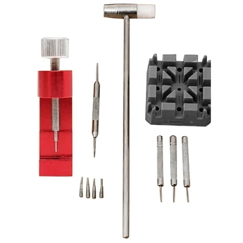 

11Pcs/Set Watch Repair Link Remover Tool Hammer Pins Strap Holder Bracelet Chain Adjuster Repair Tool Kit for Men/Women Watch