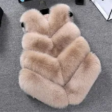 Теплое пальто из искусственного меха женский жилет тонкий без рукавов меховой жилет Повседневный женский жилет пальто для зимней одежды casaco feminino