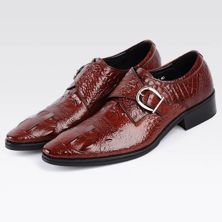 

39~48 Large Sizes Monk Strap Crocodile Mens Loafers With Metal Buckle Formal Wedding Shoe Synthetic Leather Slip On Dress Shoes