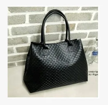 

2017 Winter New Style WOMEN'S Bag Japanese And Korean Style Rhombus Woven Bag Portable Shoulder Bag Leisure Bag Big Bag Fashion