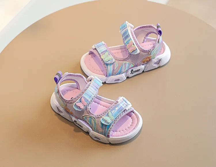 Summer Girls Canvas Sandals 2022 Kids Mesh Sweet Butterfly Children Princess Shoe Baby Soft Non-slip Casual Sport Beach Sandal slippers for boy