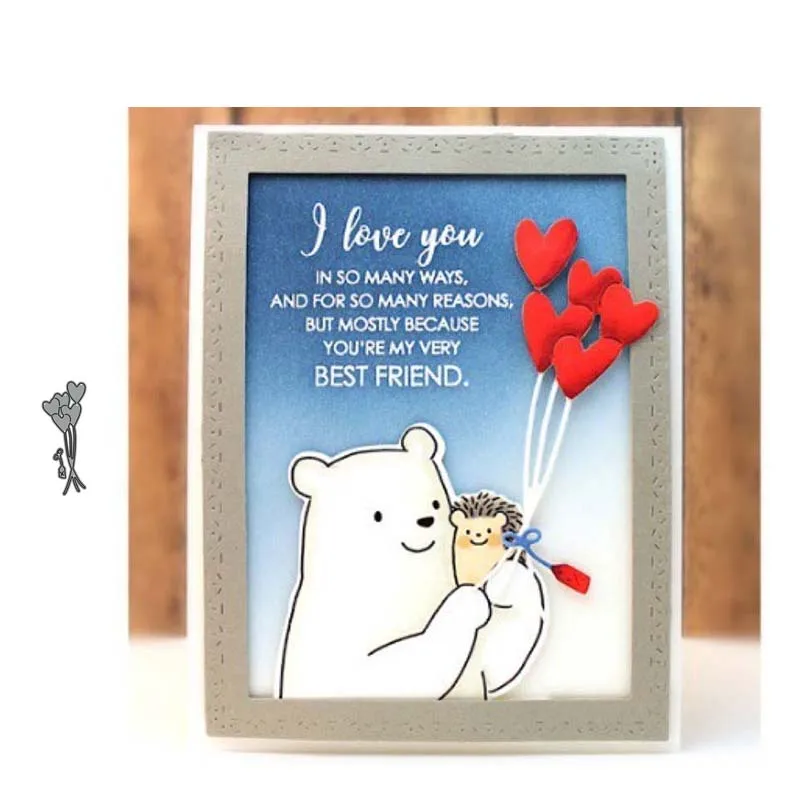 

JC Heart Balloon Bow Label Metal Cutting Dies for Scrapbooking Die Cut Card Make Stencil Craft Mould Album Mold Model Decoration