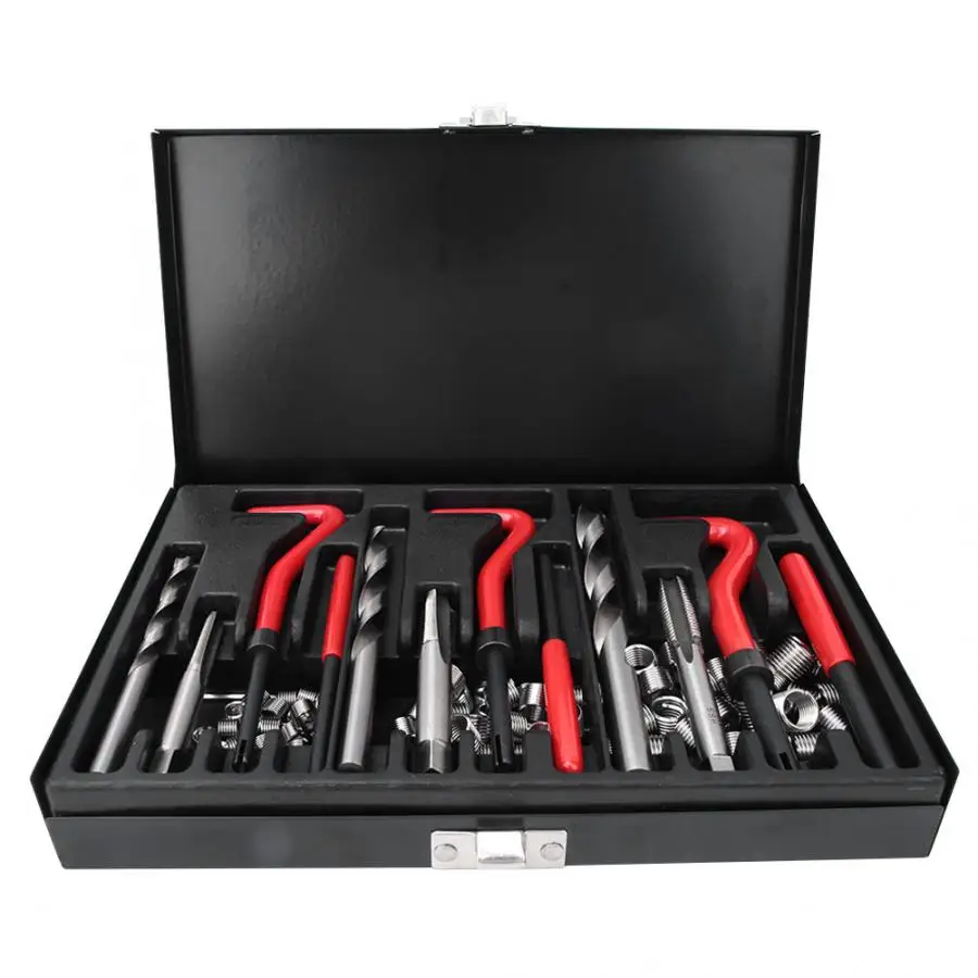 

Multifunctional Hand Tool Set 88Pcs Red Alloy Steel Drill Insert Restorer Thread Repair Kit Set Workshop Garage Tool 6mm-10mm