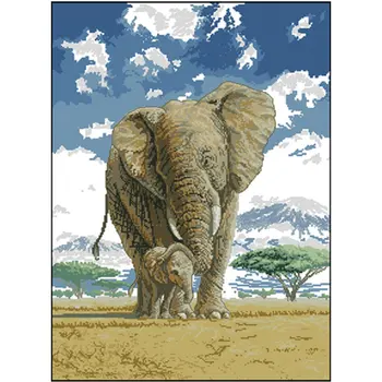 

Elephant mother and child patterns Counted Cross Stitch 11CT 14CT 18CT DIY Chinese Cross Stitch Kits Embroidery Needlework Sets