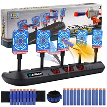 5-bit auto-reset elétrico pontuação alvo brinquedo com 2 pces pulseiras 20 pçs recarga dardos luz efeito de som para nerf tiro jogo