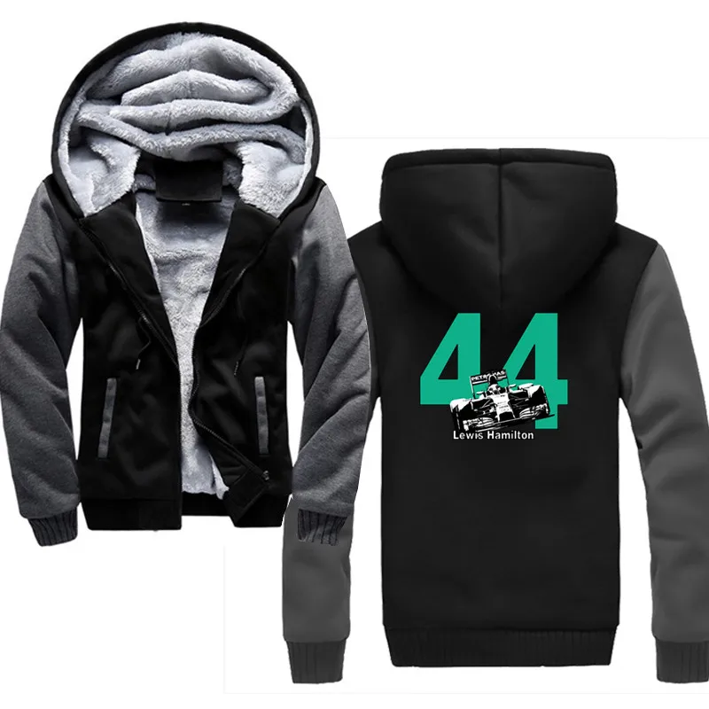 Lustige Lewis Hamilton 44 F1 Rennen худи с автомобильной символикой для мужчин с капюшоном повседневные шерстяные зимние толстовки пальто на молнии с капюшоном мужская одежда