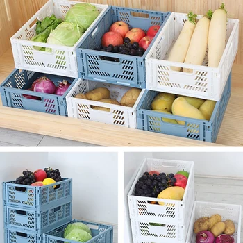 

Storage Folding Basket Rectangle White Blue Grocery Cabinet Drawer Sorting And Sorting Storage Box Washing Storage Basket#1