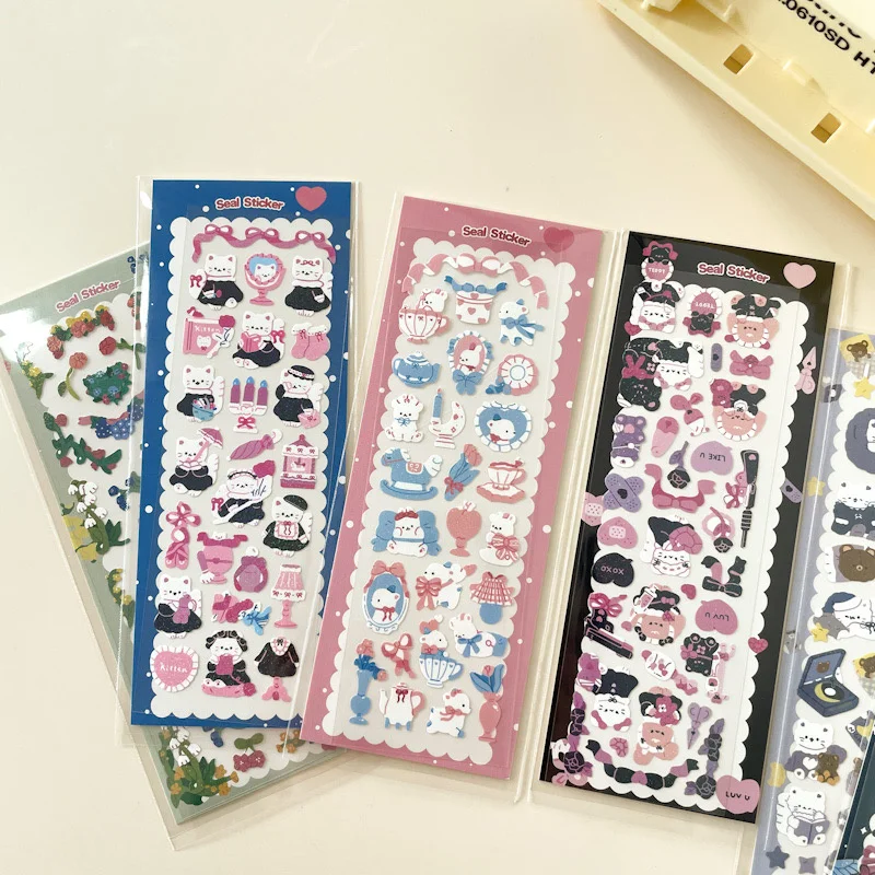 1Pc Cartoon Cat Laser Bling Scrapbook Fun Stickers Confetti Decoration DIY Photo For Journal Diary Album Stationery Sticker