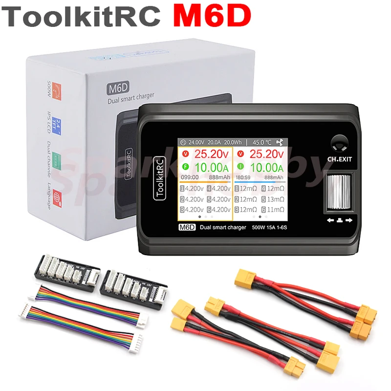 Умное зарядное устройство ToolkitRC M6D MINI Двухканальное выход 250 Вт x2 15 А 2-6S зарядка