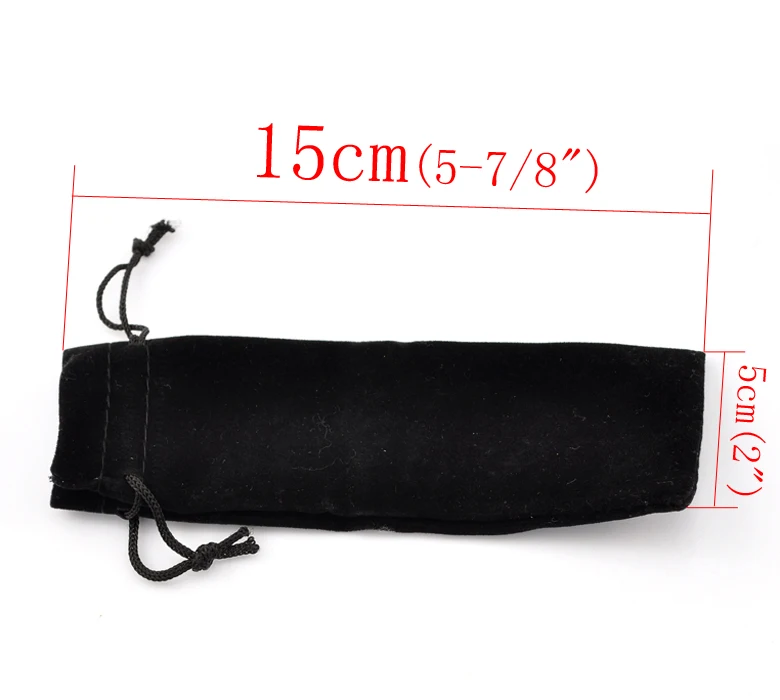 Бархатные сумки для хранения ювелирных изделий на шнурке прямоугольные черные 15 см x 5 см(5 7/" x2"), 10 шт. Новинка года