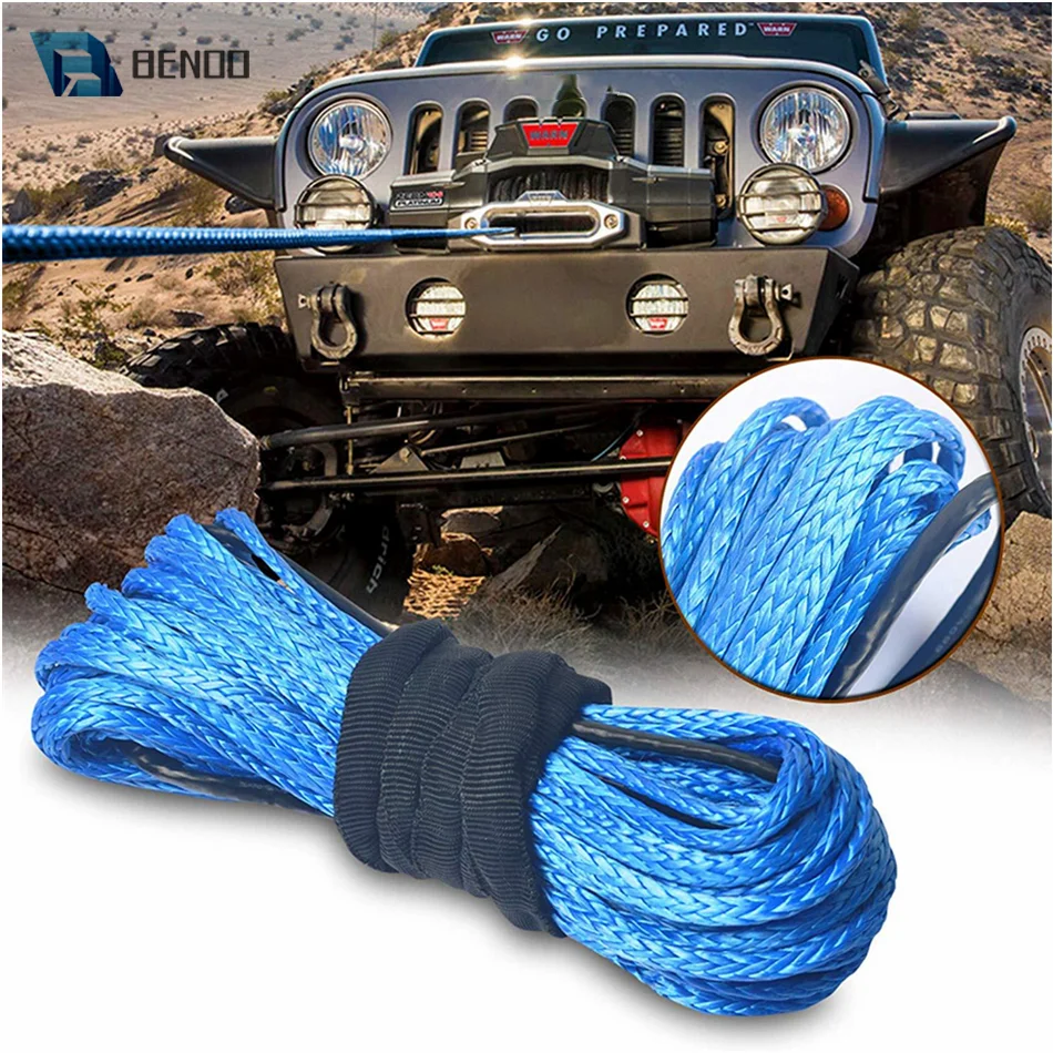 6mm*15m 1/4" * 50ft 7000LBs Synthetic Winch Line Cable Rope with Black