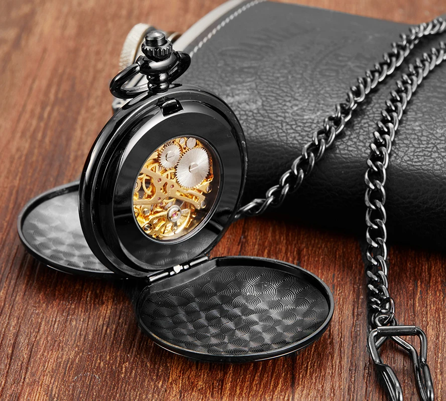 mecânico esqueleto pingente corrente fob reloj para