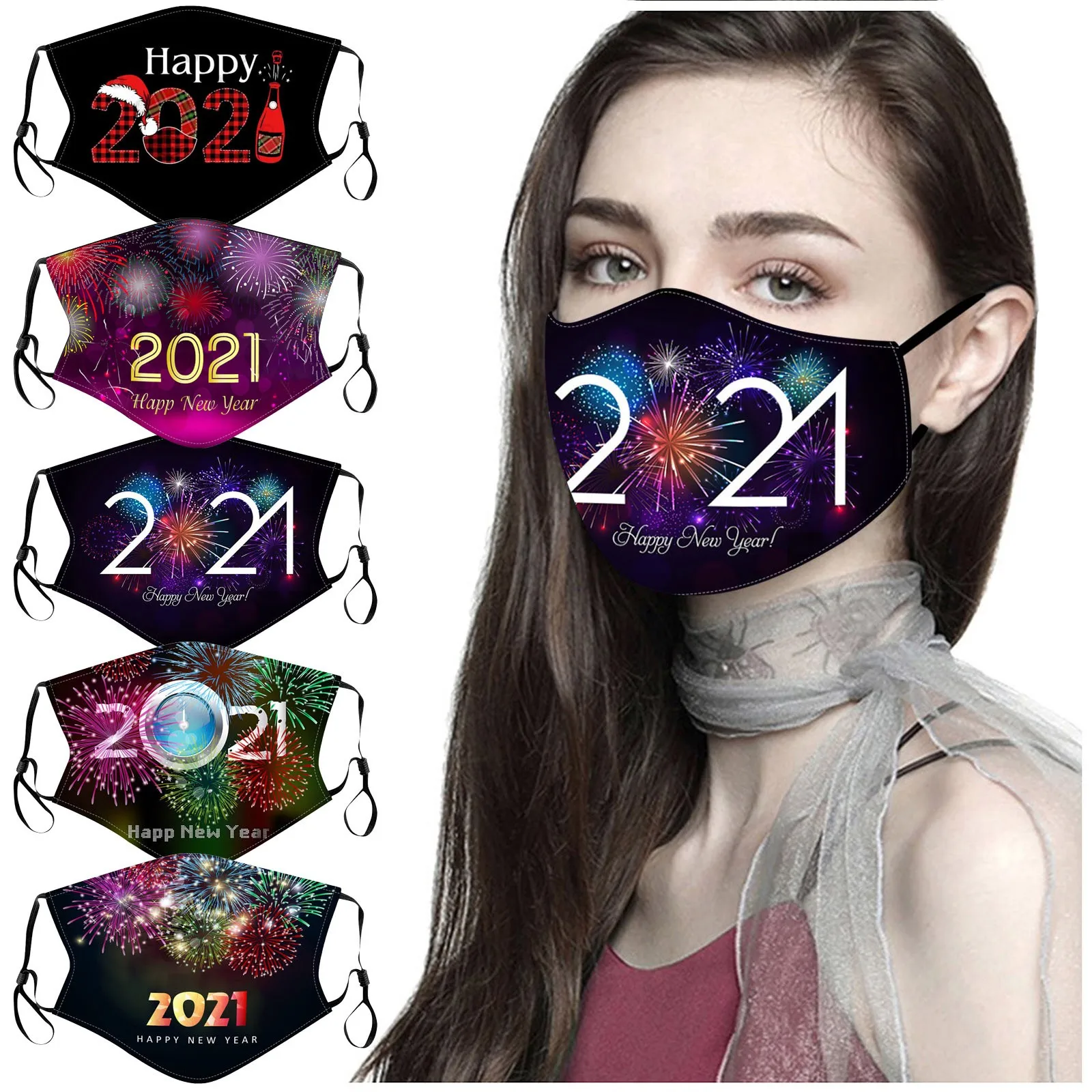 

Fast delivery Adult Women Man Christmas Masks Face Masks Reusable 1PCS Masks+2PCS Filters Headband masker masque de protection