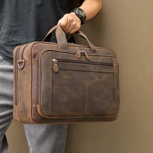 Maheu-bolsa masculina de couro qaulity, portátil, executiva, vintage, para laptop