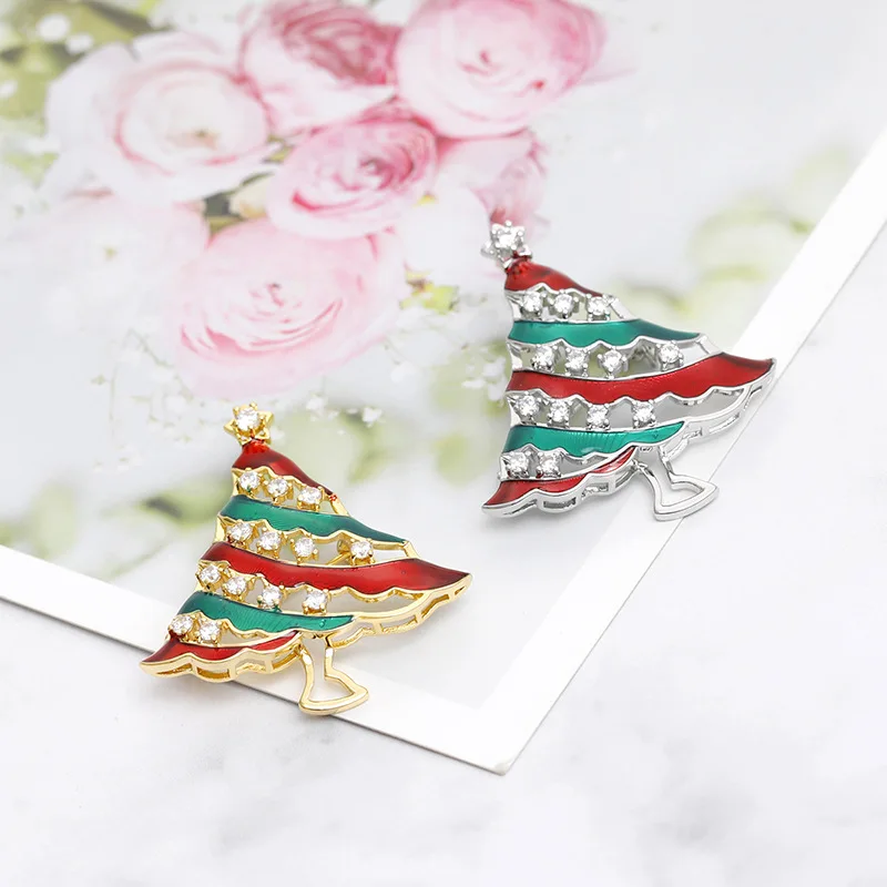 

2019 New Style Christmas Brooch Copper Material Zircon Anti-Exposure Brooch Decorating Accessories Brooch