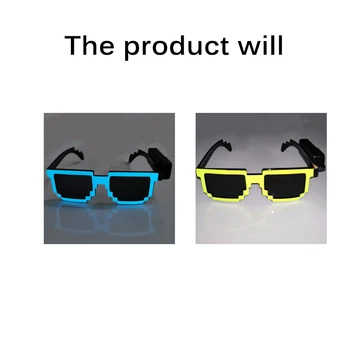 

New Creative Light Glasses Three Light Modes Cool Mosaic Luminous Glasses Rave Costume Party DJ Birthday Party Decor
