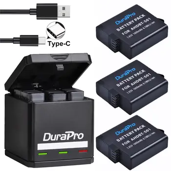 

3pc Battery For GoPro Hero7 Hero 6 hero 5 Black + USB 3-Ports Charger with Type C Port for GoPro Hero7 6 hero5 Action Cameras