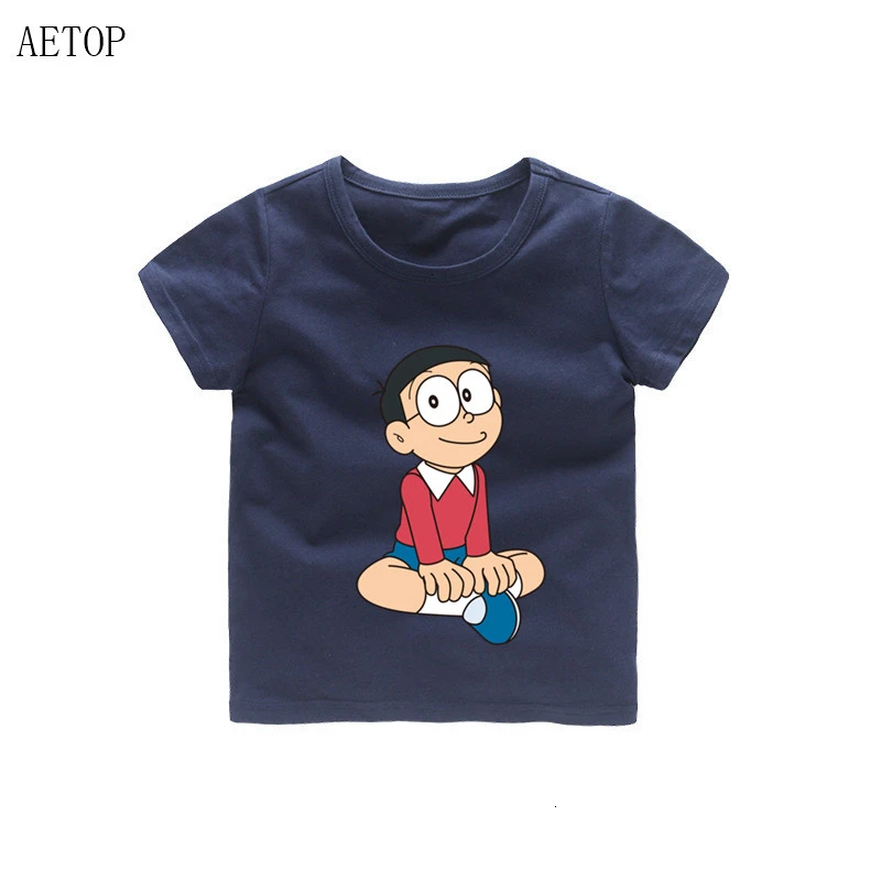 Детская футболка с принтом «Doraemon nobi nobita» для мальчиков и девочек детская футболка из натуральной кожи летние топы для малышей, футболки с рисунками - Цвет: as picture