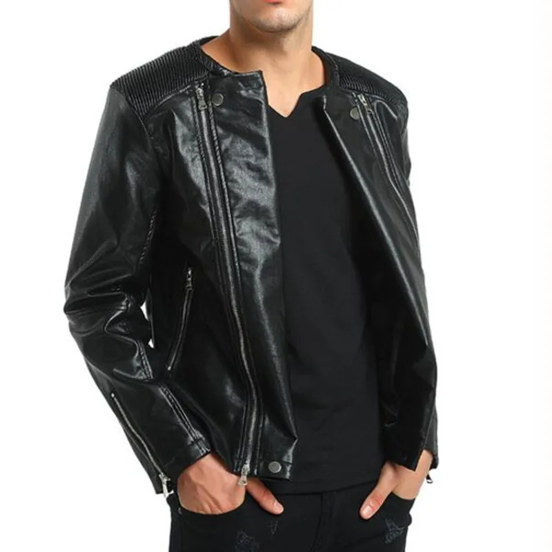 

Slim Punk Leather Jacket For Men Fashion Brand Coat Male Biker Jacket Homme Jaqueta Couro Masculina PU Leather Mens Clothes 2018