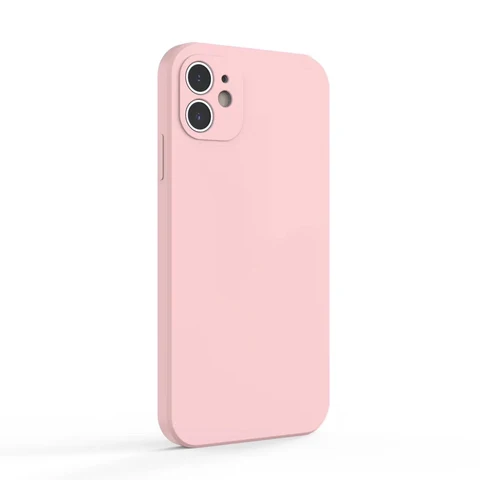 Straight Edge Silicone Soft Camellia Red Case For iphone 12 11 13 Pro XS MAX X XR 7 8 Plus Orange Dark Green White Cover