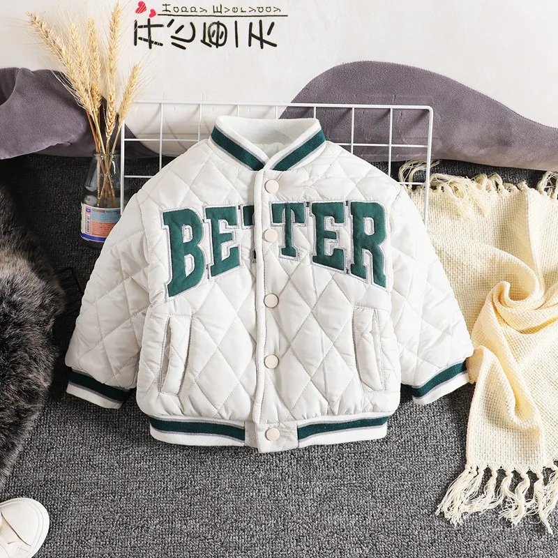 Boys Outerwear Winter Children Fashion Thick Baseball Uniform Jacket For Baby Kids Warm Coats Clothing Toddler Tops Outfits 6Y kids jackets kids cotton clothes