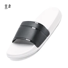 Летние шлепанцы; Цвет черный и белый открытый тапочки, пляжные шлепанцы нескользящая обувь из водонепроницаемого материала на обычные туфли Для мужчин, модные женские туфли на плоской подошве