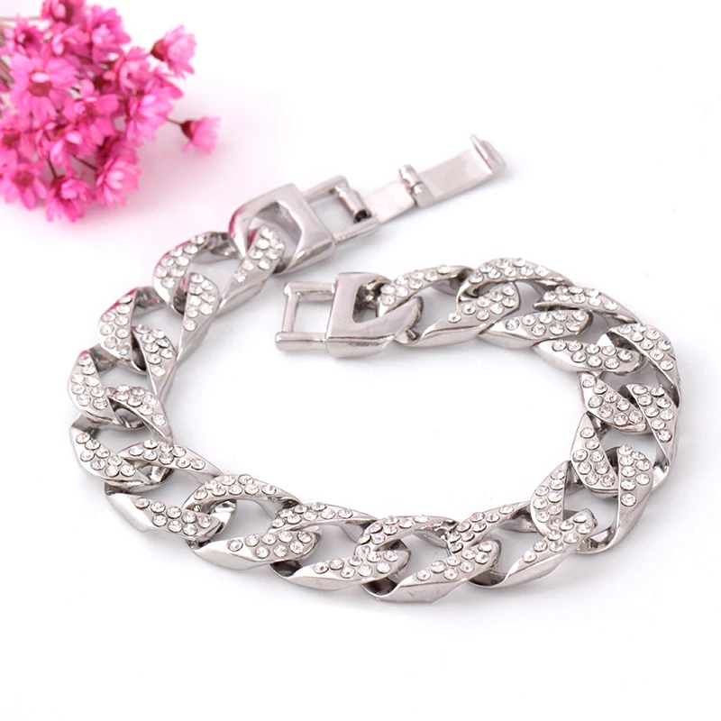 Bracelet For Male Female 8" Length Micro Pave Cubic Zircon Bracelet All Iced Out Cuban Chain Hip Hop Tennis
