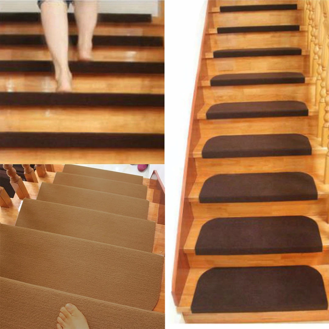 1/4/8pcs Nonslip Adhesive Carpet Stair Treads Mats Staircase Step Rug