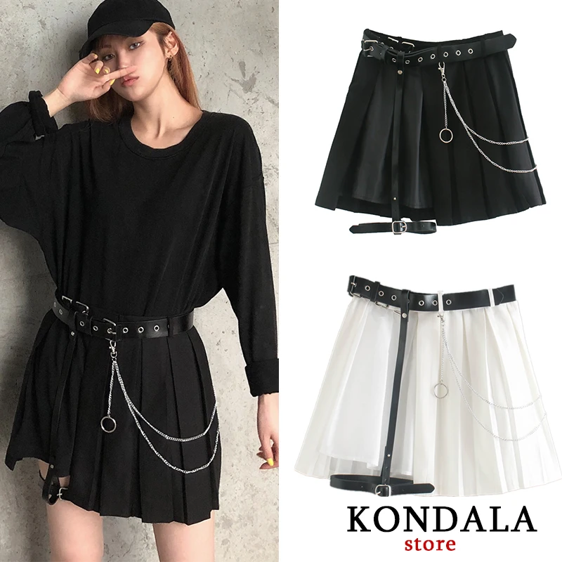 

Women's skirt za 2020 sashes solid black white mini skirt high street cotton A-line sexy skirt female chic faldas mujer moda