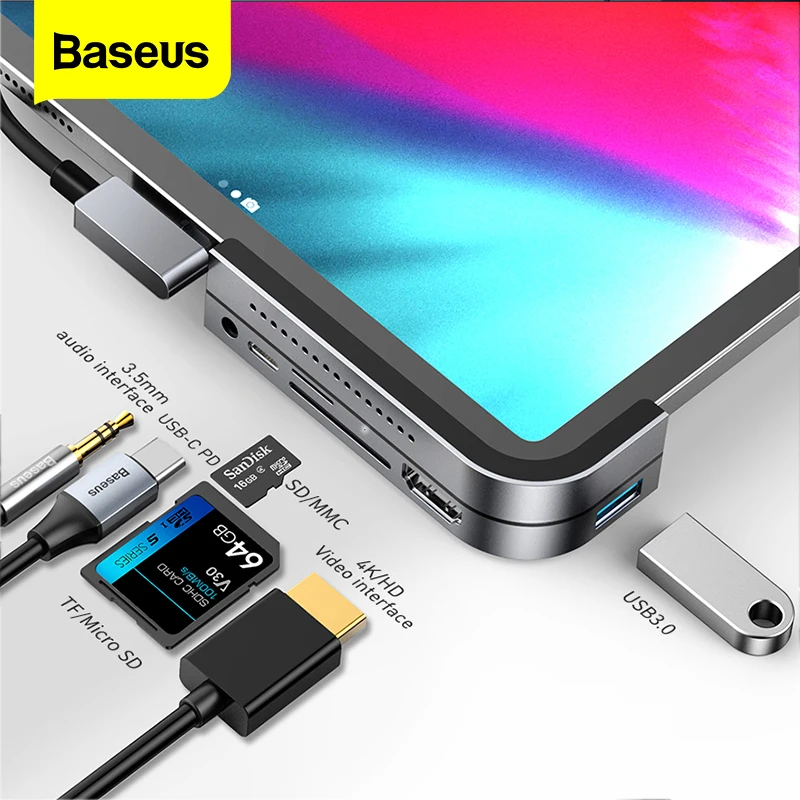 Baseus Usb C Hub For Ipad Pro 12.9 11 2018 Type C Hub To Hd Usb 3.0 Pd Port  3.5mm Jack Usb-c Usb Hub Adapter For Macbook Pro - Docking Stations & Usb  Hubs - AliExpress