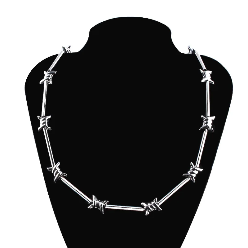 Двухслойное ожерелье с замком в стиле панк-рок, серебряное ожерелье с подвеской в стиле Харадзюку, хип-хоп, Классические готические ювелирные изделия унисекс - Metal Color: N260