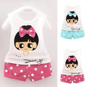 

Kuulee Pure Cotton Bayb Girl Vest Shorts Suit Children Two Piece Suit