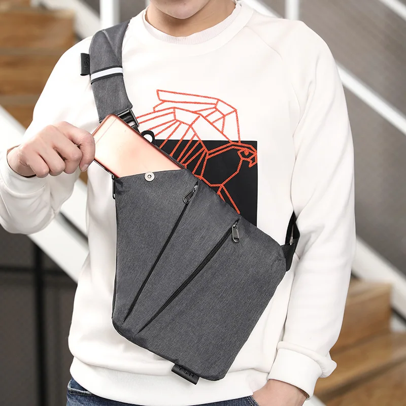 

Waterproof Canvas Men Chest Pack Multi-functional Anti-Theft Gun Pack Versatile Casual Shoulder Bag Digital Storage Bag